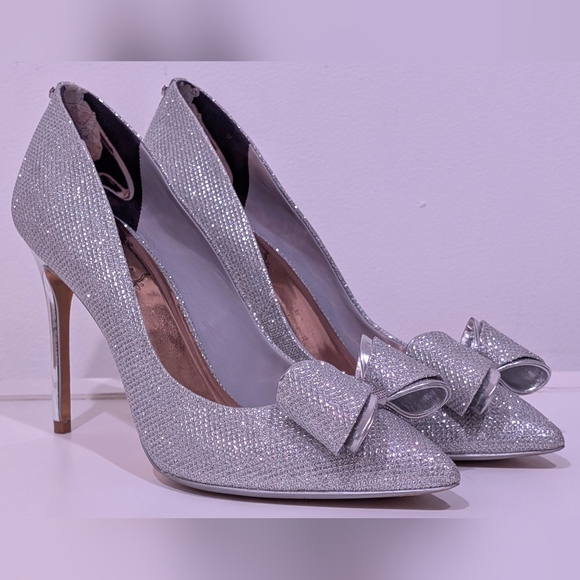 Ted Baker Silver Glitter Heels - Picture 1 of 12